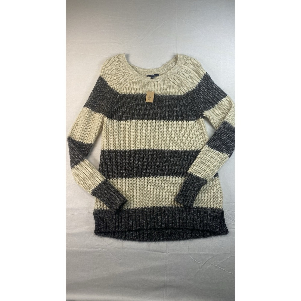 American Eagle Outfitters Gray Striped Knit Pullover Sweater Size Large